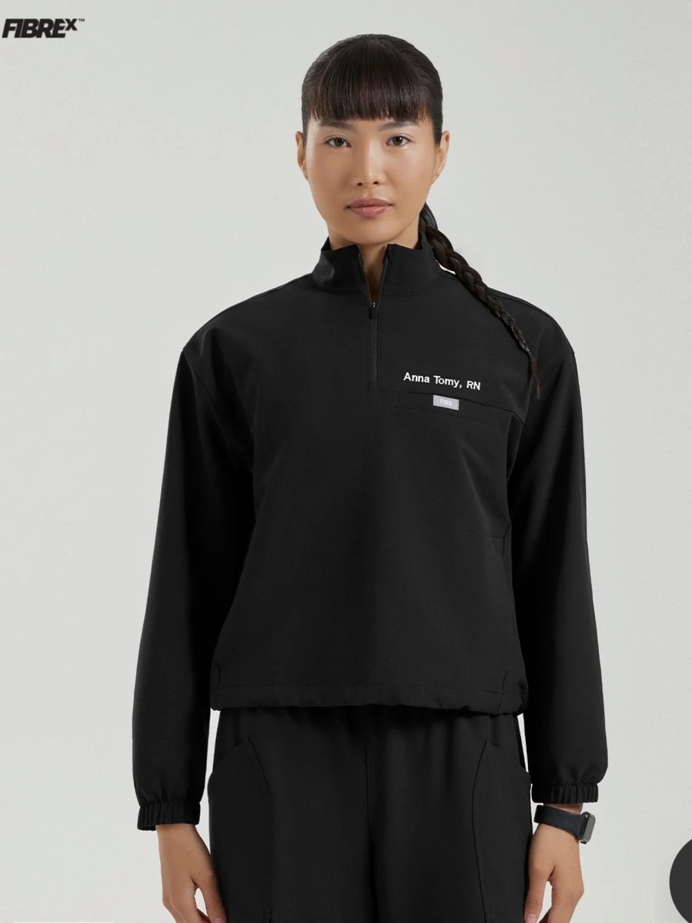 Figs Black Blakely ¼ Zip Scrub Top